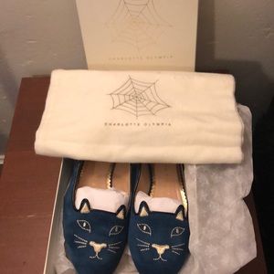Charlotte Olympia Kitty Flats in Teal